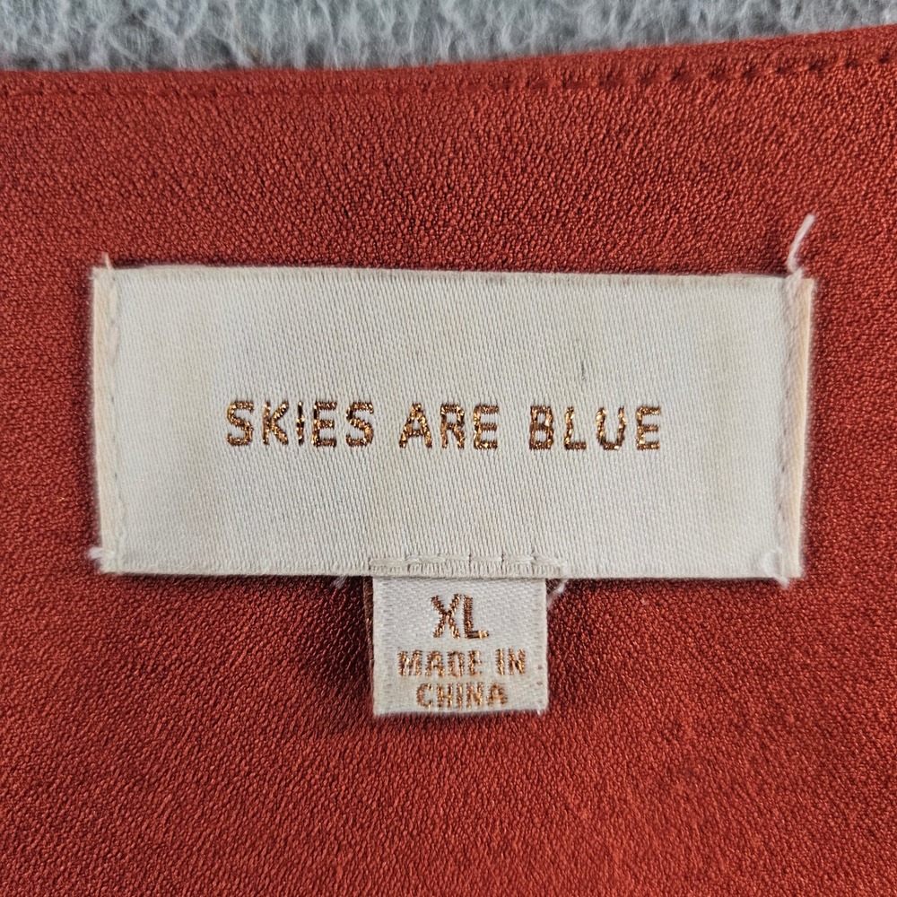 Skies Are Blue Ruched Sleeve Blazer Burnt Orange Polka Dot Lining Womens XL - Picture 3 of 9